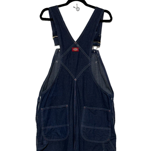 Dickies Bib Overalls Mens 38X30 Blue Denim Carpenter Workwear Chores Farmer - Picture 6 of 8